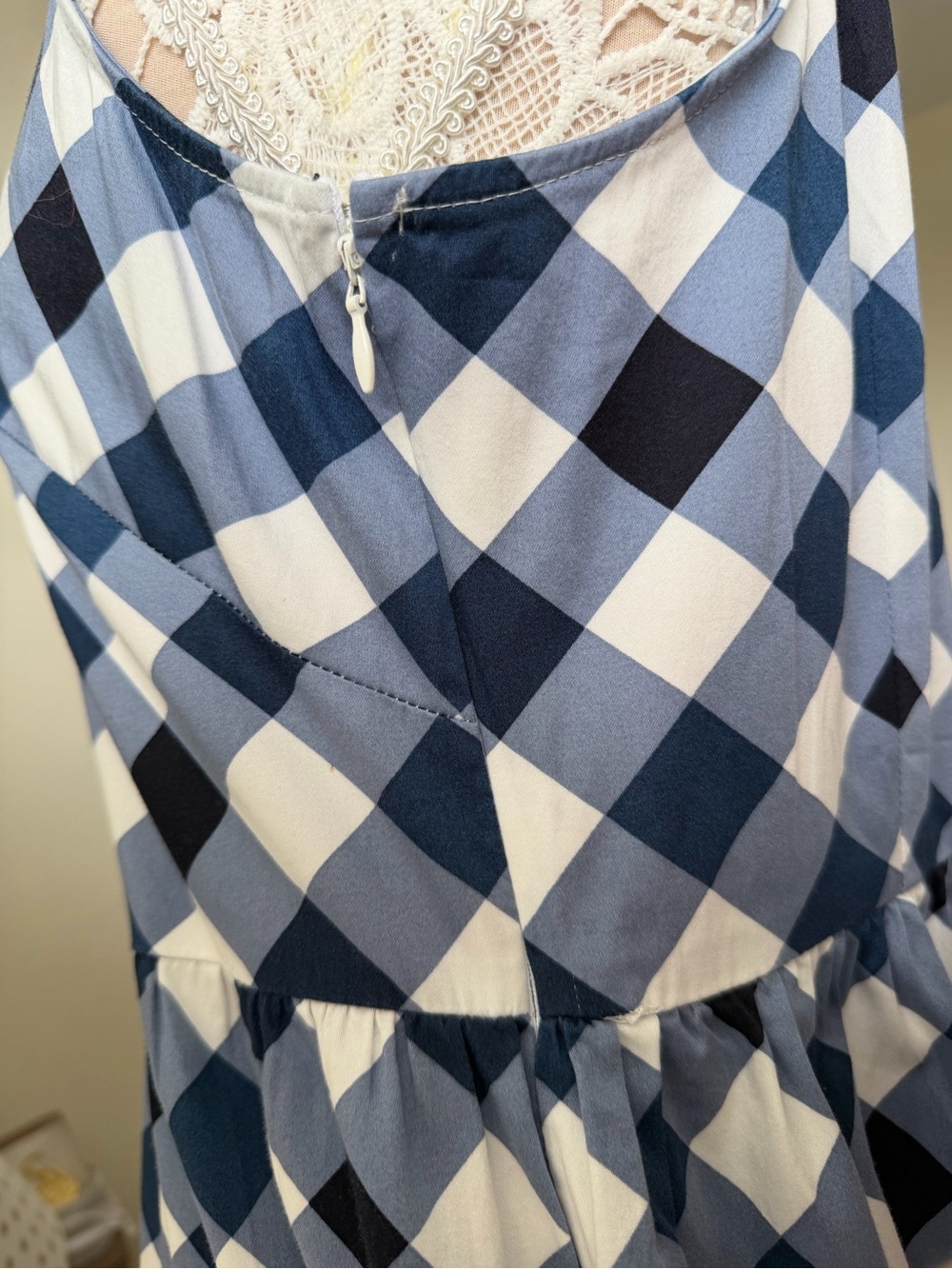 EUC Tommy Hilfiger Blue White Plaid Gingham Sundress Ruffle Hem Size 12 - Picture 4 of 10